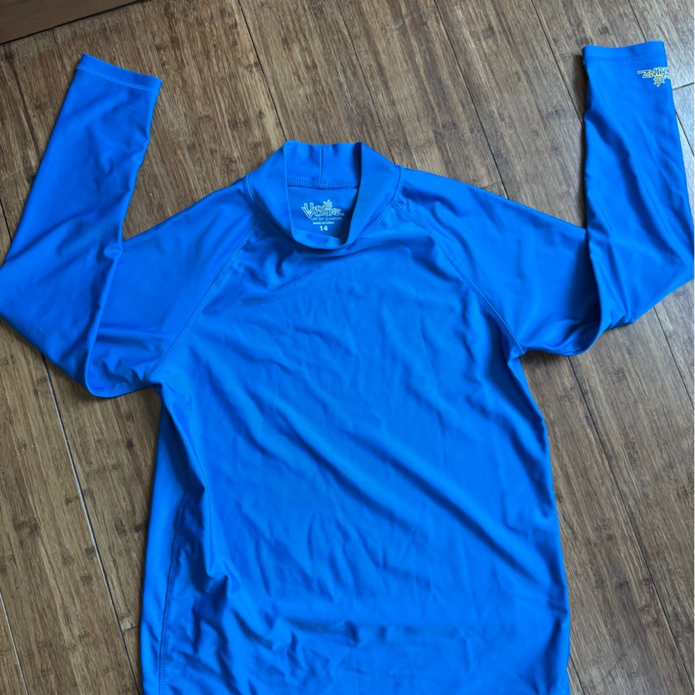 UVSkinz- Bright Blue Long Sleeve Swim Top- YOUTH SIZE 14- unisex